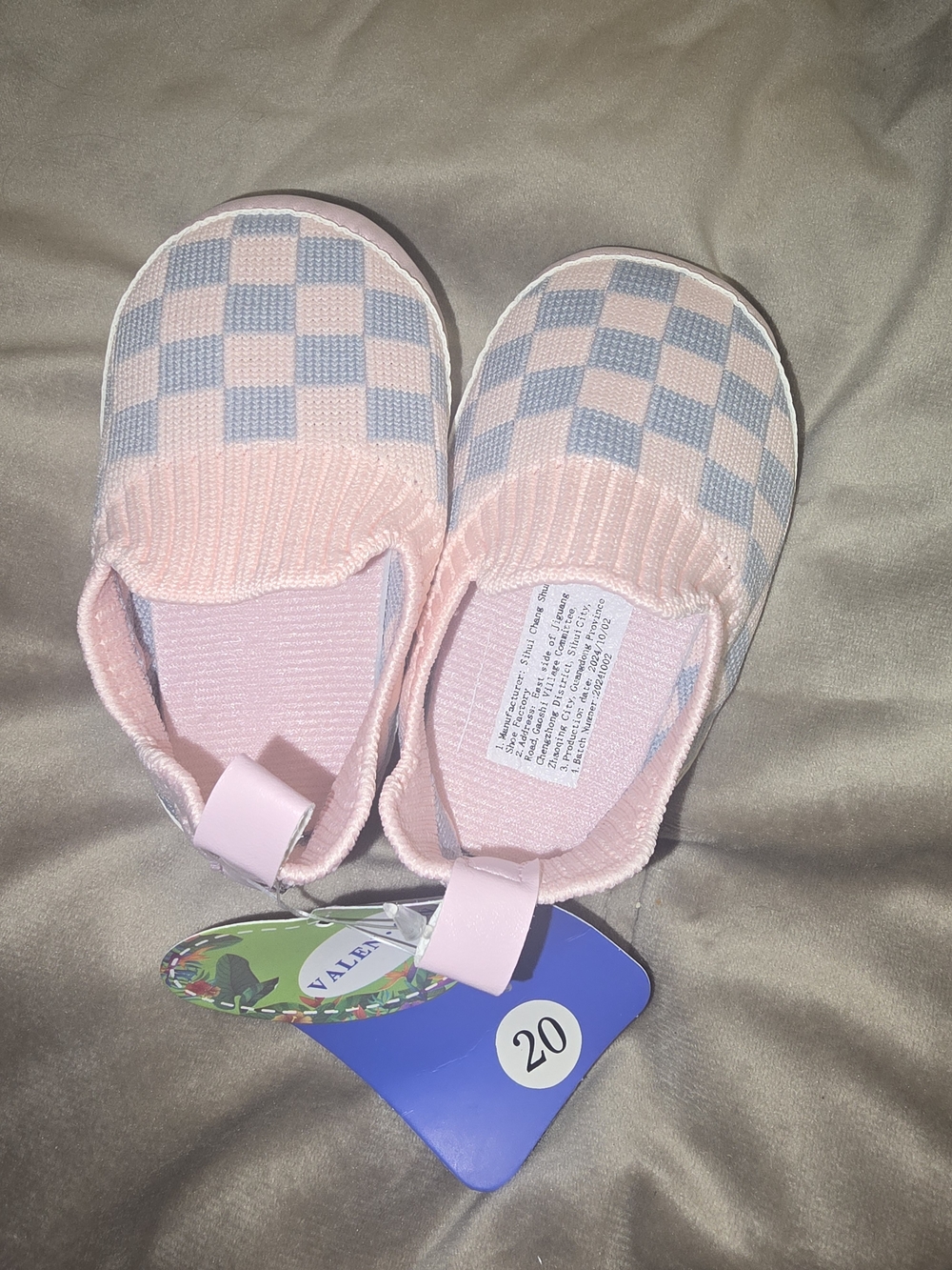 Baby/Toddler Pink Checker Slip-On Knit Shoes